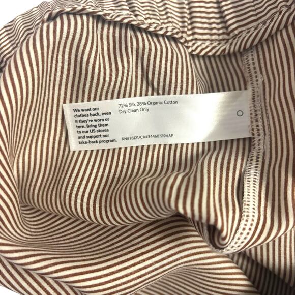 Eileen Fisher Women’s Silk Wide Leg Crop Pants Brown Stripe Petite Large - Picture 10 of 15